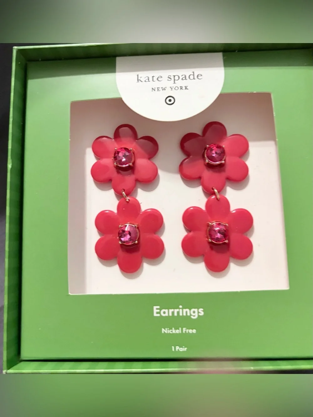 NWT Kate Spade New York X Target - Women’s Red Floral Linear Earrings